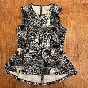 Philosophy hi-low peplum top ~ zipper back